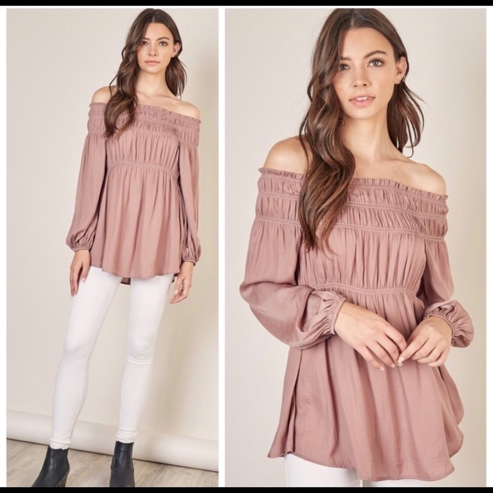 New! Pink Mauve Tunic Off the Shoulder